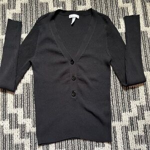 ribbed black cardigan from LEITH